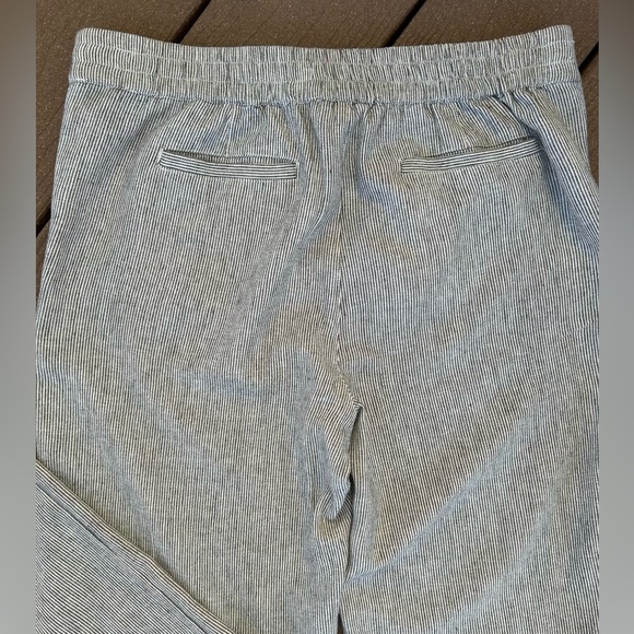 34*.CASLON Linen-Blend Drawstring Waist Stylish Pants White and Black Pinstripe - Picture 12 of 15